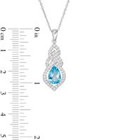 Pear-Shaped Lab-Created Blue Quartz and Lab-Created White Sapphire Interwoven Drop Pendant in Sterling Silver|Peoples Jewellers