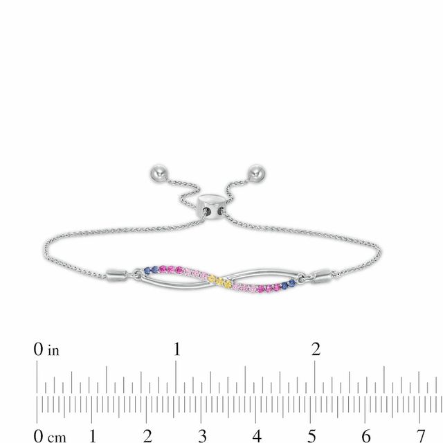 Lab-Created Multi-Colour Sapphire Infinity Bolo Bracelet in Sterling Silver - 9.5"