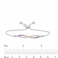 Lab-Created Multi-Colour Sapphire Infinity Bolo Bracelet in Sterling Silver - 9.5"|Peoples Jewellers