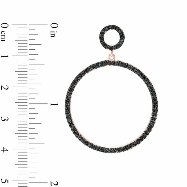 Black Spinel Double Circle Drop Earrings in Sterling Silver with 18K Rose Gold Plate