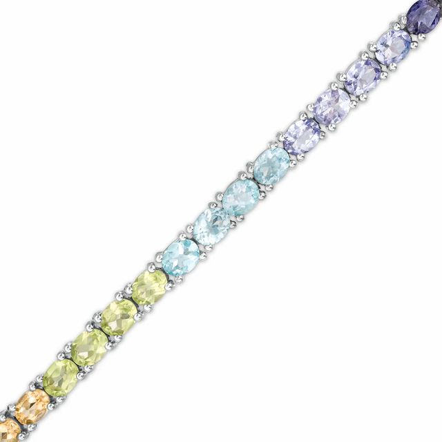 Oval Multi-Gemstone Tennis Bracelet in Sterling Silver|Peoples Jewellers