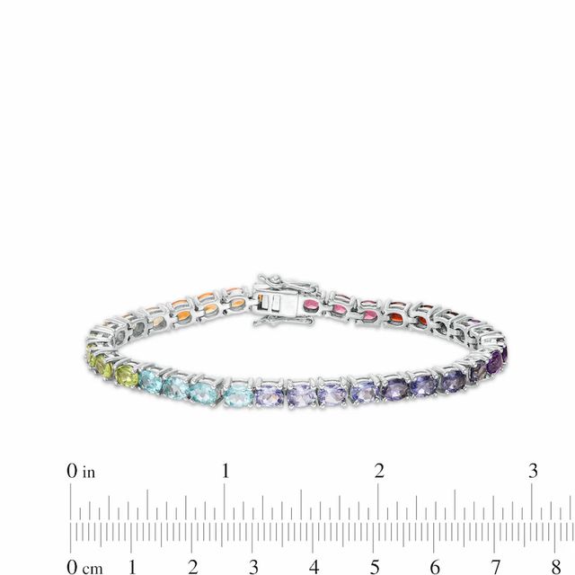 Oval Multi-Gemstone Tennis Bracelet in Sterling Silver|Peoples Jewellers