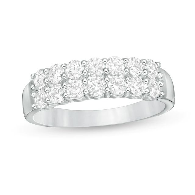 1.00 CT. T.W. Diamond Double Row Anniversary Band in 14K White Gold|Peoples Jewellers