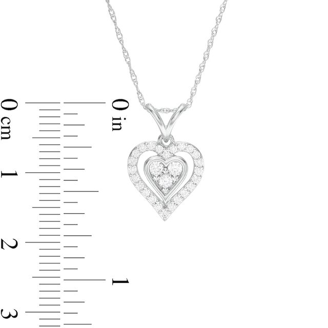 0.23 CT. T.W. Diamond Double Heart Pendant in 10K White Gold|Peoples Jewellers