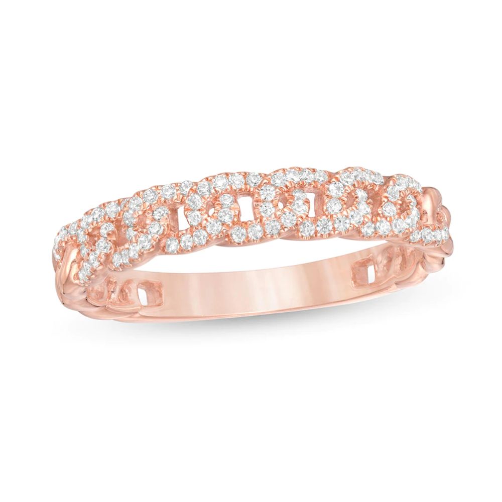 0.25 CT. T.W. Diamond Chain Link Anniversary Band in 14K Rose Gold|Peoples Jewellers