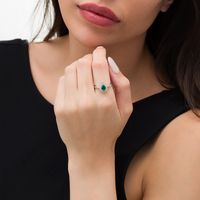 Pear-Shaped Lab-Created Emerald and White Sapphire Open Flame Ring in Sterling Silver|Peoples Jewellers