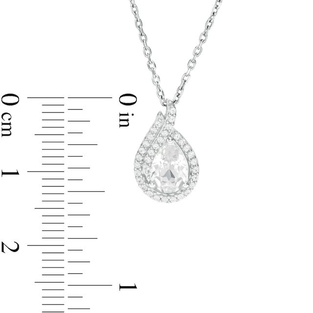 Pear-Shaped Lab-Created White Sapphire Flame Pendant in Sterling Silver