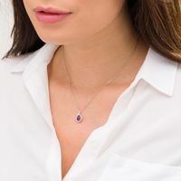 Pear-Shaped Amethyst and Lab-Created White Sapphire Flame Pendant in Sterling Silver|Peoples Jewellers