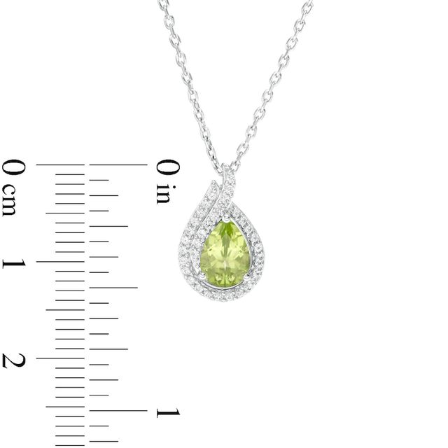 Pear-Shaped Peridot and Lab-Created White Sapphire Flame Pendant in Sterling Silver|Peoples Jewellers