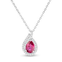 Pear-Shaped Lab-Created Ruby and White Sapphire Flame Pendant in Sterling Silver|Peoples Jewellers