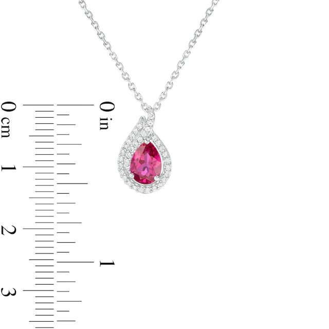 Pear-Shaped Lab-Created Ruby and White Sapphire Flame Pendant in Sterling Silver|Peoples Jewellers