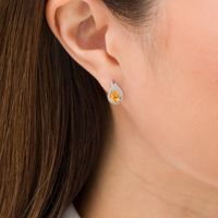 Pear-Shaped Citrine and Lab-Created White Sapphire Flame Stud Earrings in Sterling Silver|Peoples Jewellers