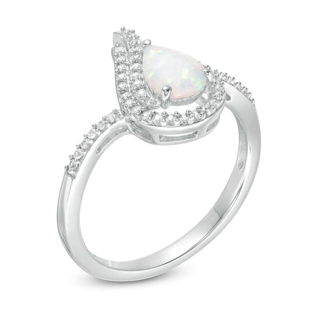 Pear-Shaped Lab-Created Opal and White Sapphire Flame Ring in Sterling Silver|Peoples Jewellers