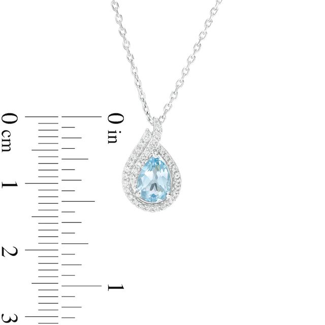 Pear-Shaped Swiss Blue Topaz and Lab-Created White Sapphire Flame Pendant in Sterling Silver|Peoples Jewellers