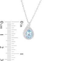 Pear-Shaped Swiss Blue Topaz and Lab-Created White Sapphire Flame Pendant in Sterling Silver|Peoples Jewellers