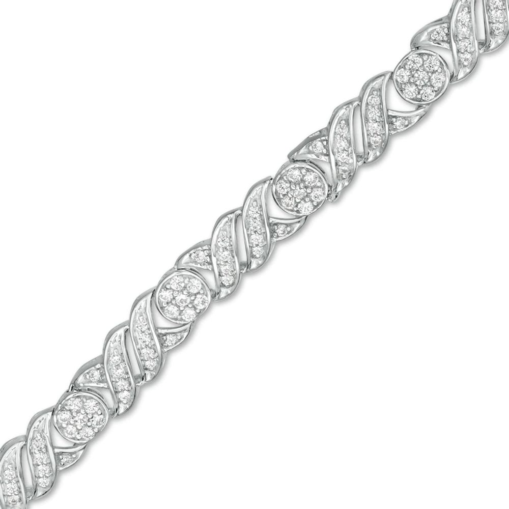 1.00 CT. T.W. Diamond Twist Link Alternating Bracelet in 10K White Gold|Peoples Jewellers