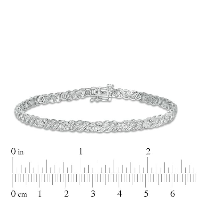 1.00 CT. T.W. Diamond Twist Link Alternating Bracelet in 10K White Gold