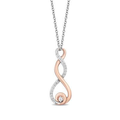 Hallmark Diamonds Gratitude 0.085 CT. T.W. Diamond Flame Pendant in Sterling Silver and 10K Rose Gold|Peoples Jewellers