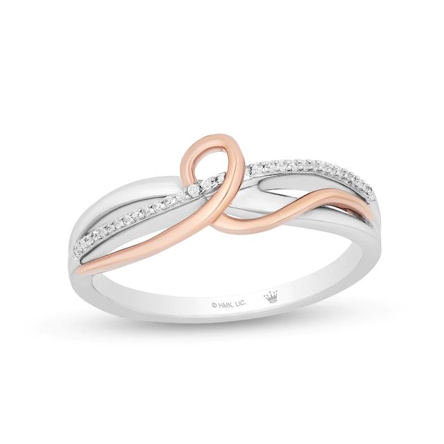 Hallmark Diamonds Gratitude 0.04 CT. T.W. Diamond Knot Twist Shank Ring in Sterling Silver and 10K Rose Gold