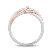 Hallmark Diamonds Gratitude 0.04 CT. T.W. Diamond Knot Twist Shank Ring in Sterling Silver and 10K Rose Gold|Peoples Jewellers