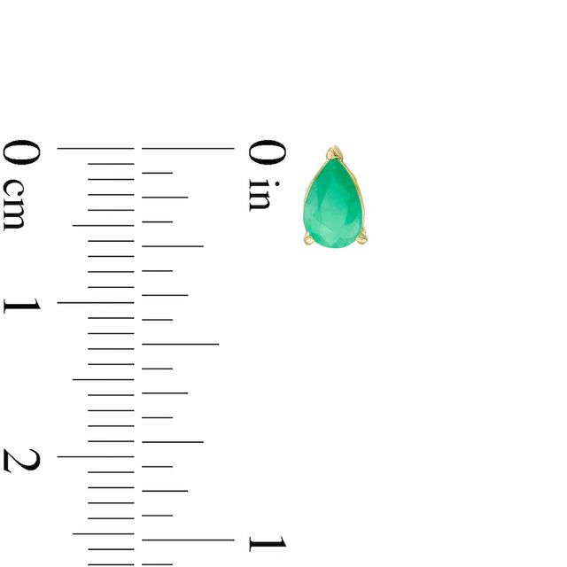 Pear-Shaped Emerald Solitaire Stud Earrings in 14K Gold|Peoples Jewellers