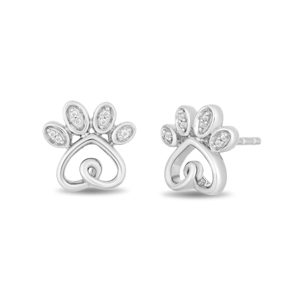 Hallmark Diamonds Family Diamond Accent Paw Stud Earrings in Sterling Silver|Peoples Jewellers
