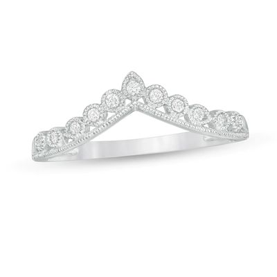 0.085 CT. T.W. Diamond Vintage-Style Tiara Contour Anniversary Band in 10K White Gold|Peoples Jewellers