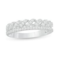 0.23 CT. T.W. Diamond Double Row Twist Shank Anniversary Band in 10K White Gold|Peoples Jewellers