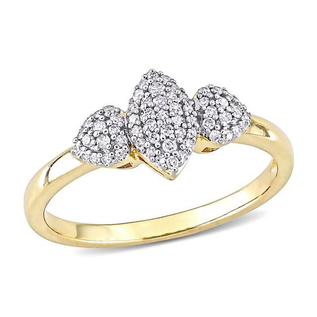 0.20 CT. T.W. Composite Diamond Marquise Three Stone Promise Ring in Sterling Silver with Yellow Rhodium|Peoples Jewellers