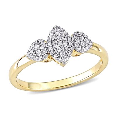 0.20 CT. T.W. Composite Diamond Marquise Three Stone Promise Ring in Sterling Silver with Yellow Rhodium|Peoples Jewellers