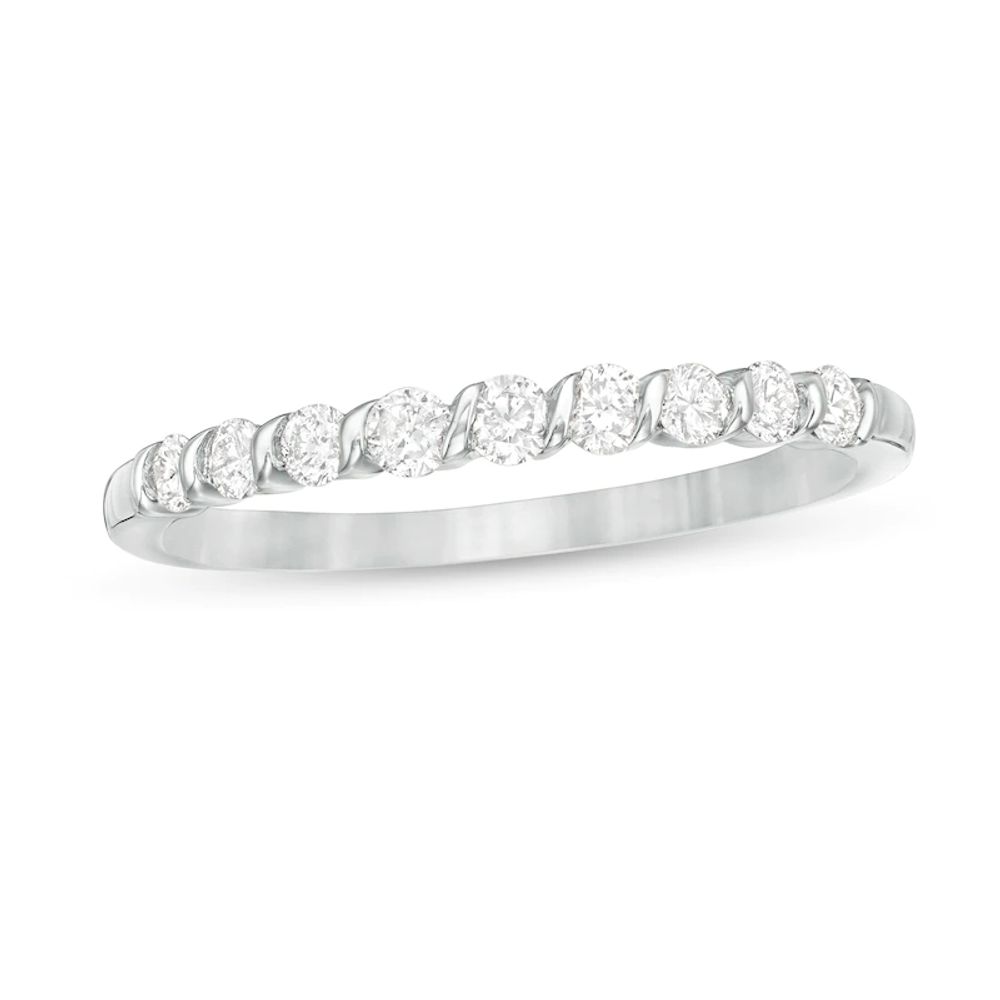 0.30 CT. T.W. Diamond Nine Stone Twist Anniversary Band in 10K White Gold|Peoples Jewellers