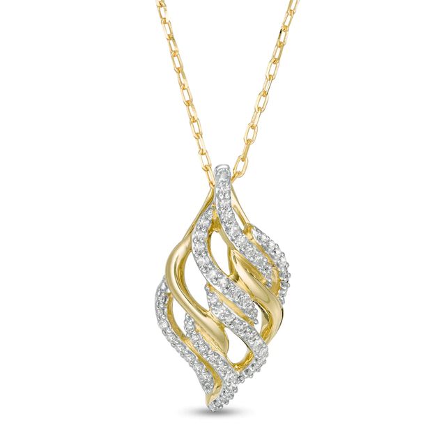 Wonder Woman™ Collection 0.18 CT. T.W. Diamond Flame Pendant in 10K Gold|Peoples Jewellers