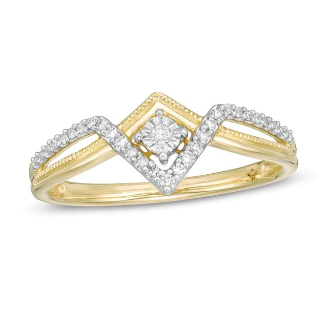 Wonder Woman™ Collection 0.085 CT. T.W. Diamond Princess Tiara Ring in 10K Gold|Peoples Jewellers