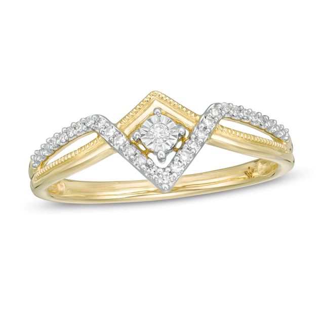 Wonder Woman™ Collection 0.085 CT. T.W. Diamond Princess Tiara Ring in 10K Gold