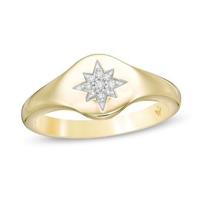 Wonder Woman™ Collection 0.04 CT. T.W. Diamond Tiara Star Signet Ring in 10K Gold|Peoples Jewellers