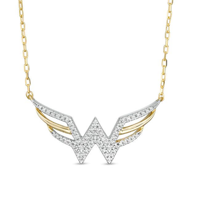 Wonder Woman™ Collection 0.115 CT. T.W. Diamond Symbol Necklace in 10K Gold