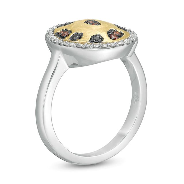 Wonder Woman™ Collection 0.30 CT. T.W. Multi-Colour and White Diamond Cheetah Ring in Sterling Silver and 10K Gold|Peoples Jewellers