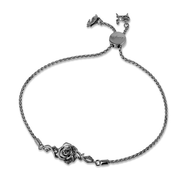 Enchanted Disney Villains Maleficent 0.145 CT. T.W. Black Diamond Rose Bolo Bracelet in Black Sterling Silver|Peoples Jewellers