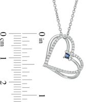 The Kindred Heart from Vera Wang Love Collection Sapphire and 0.18 CT. T.W. Diamond Heart Pendant in Sterling Silver|Peoples Jewellers