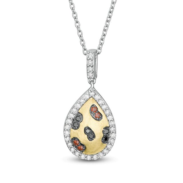 Wonder Woman™ Collection 0.30 CT. T.W. Multi-Colour and White Diamond Cheetah Pendant in Sterling Silver and 10K Gold|Peoples Jewellers