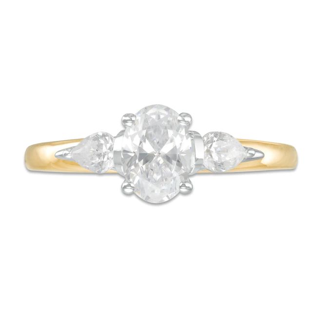 1.00 CT. T.W. Multi-Shape Diamond Past Present Future® Engagement Ring in 14K Two-Tone Gold