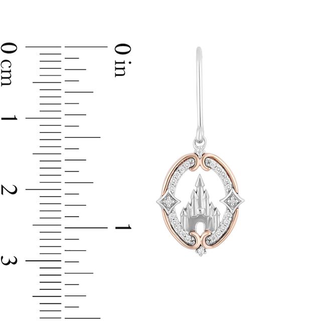 Enchanted Disney Princess 0.145 CT. T.W. Diamond Castle Drop Earrings in Sterling Silver and 10K Rose Gold|Peoples Jewellers