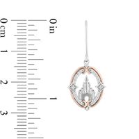 Enchanted Disney Princess 0.145 CT. T.W. Diamond Castle Drop Earrings in Sterling Silver and 10K Rose Gold|Peoples Jewellers