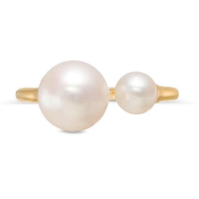 Freshwater Cultured Pearl Graduated Duo Wrap Ring in 10K Gold-Size 7|Peoples Jewellers
