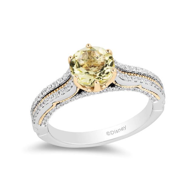 Enchanted Disney Belle Lemon Quartz and 0.29 CT. T.W. Diamond Engagement Ring in 14K Two-Tone Gold|Peoples Jewellers