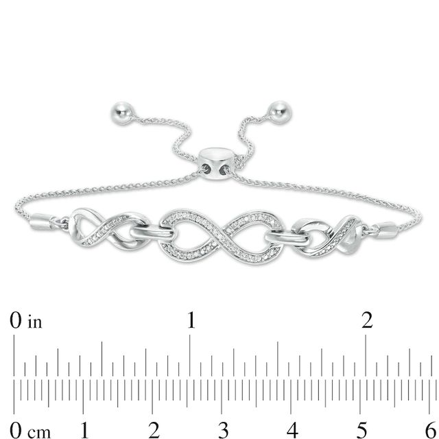 Diamond Accent Triple Infinity Bolo Bracelet in Sterling Silver - 9.5"