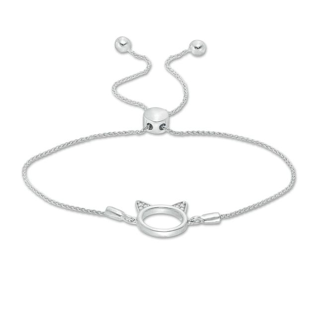 Diamond Accent Cat Ears Bolo Bracelet in Sterling Silver - 9.5"