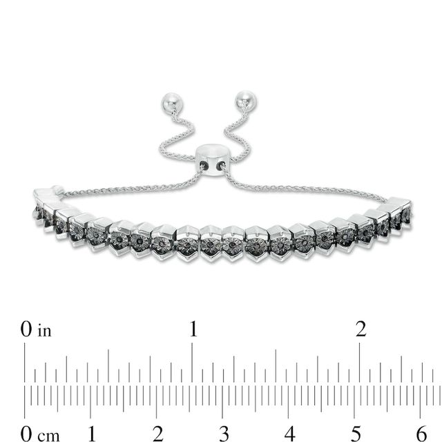 0.09 CT. T.W. Black Diamond Tennis-Style Bolo Bracelet in Sterling Silver - 9.5"|Peoples Jewellers