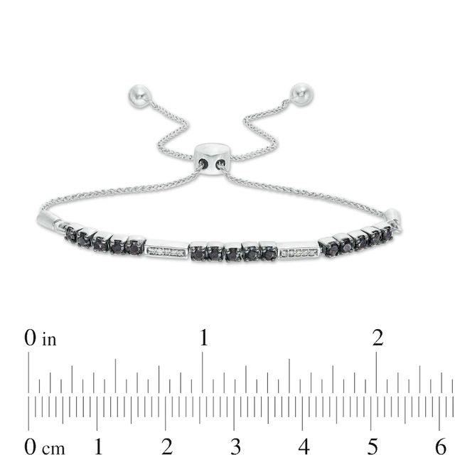 0.69 CT. T.W. Enhanced Black and White Diamond Stripes Bolo Bracelet in Sterling Silver - 9.5"|Peoples Jewellers