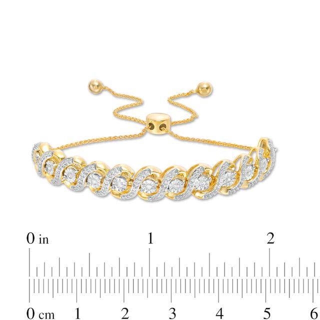 0.45 CT. T.W. Diamond Cascading Bolo Bracelet in Sterling Silver and 14K Gold Plate - 9.5"|Peoples Jewellers